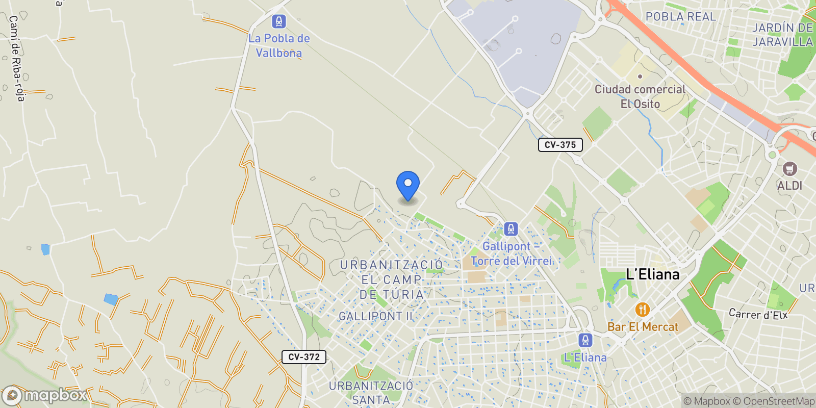 Map showing Gallipont, La Pobla de Vallbona, VALENCIA, La Pobla de Vallbona, la Pobla de Vallbona, Valencian Community, Spain.