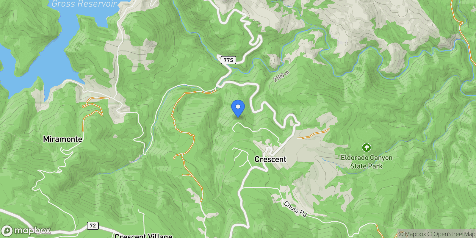 Map showing 2489 Gross Dam Road, Gold Hill, Colorado, United States.