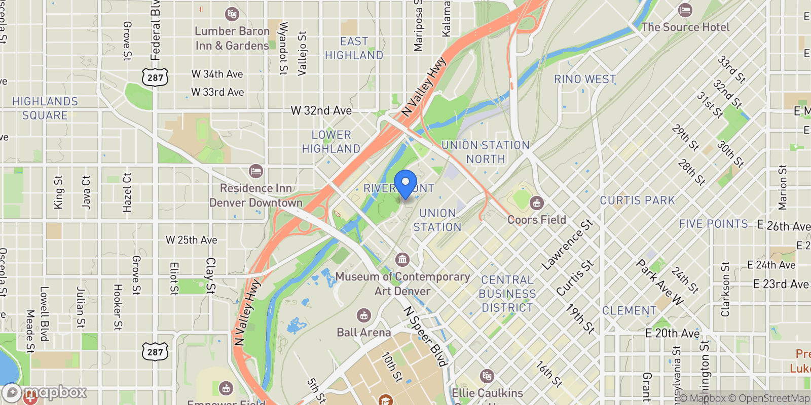 Map showing Denver, Colorado, United States.
