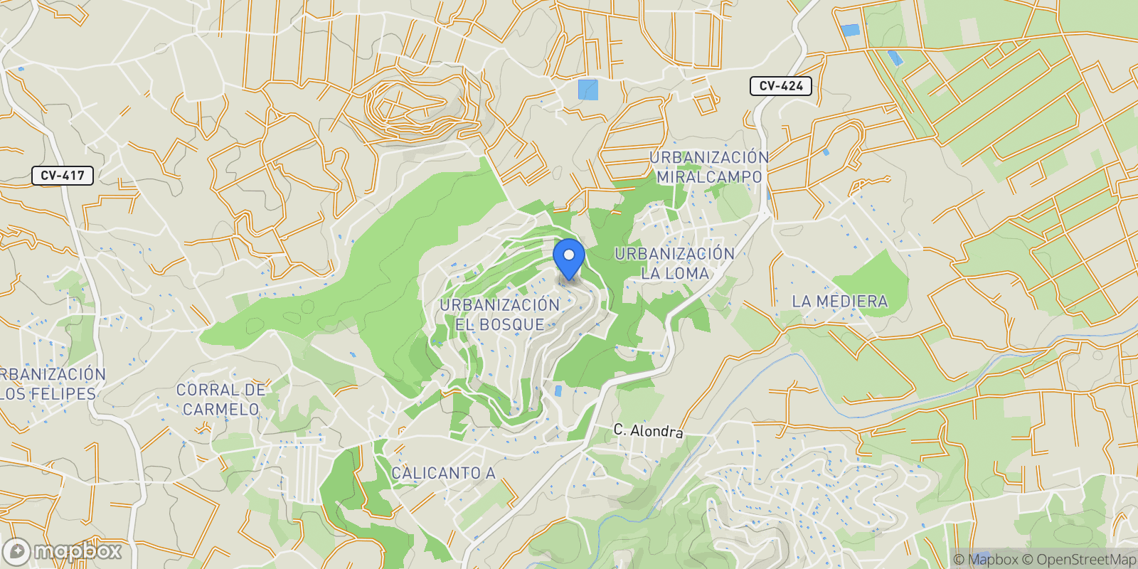 Map showing Urbanización El Bosque, Chiva, VALENCIA, Chiva, Chiva, Valencian Community, Spain.