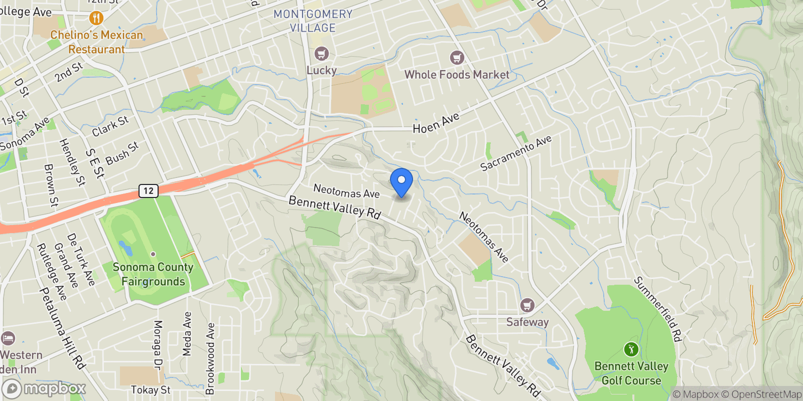 Map showing 1648 Ronne Drive, Santa Rosa, CA, 95404, USA, Santa Rosa, California, United States.