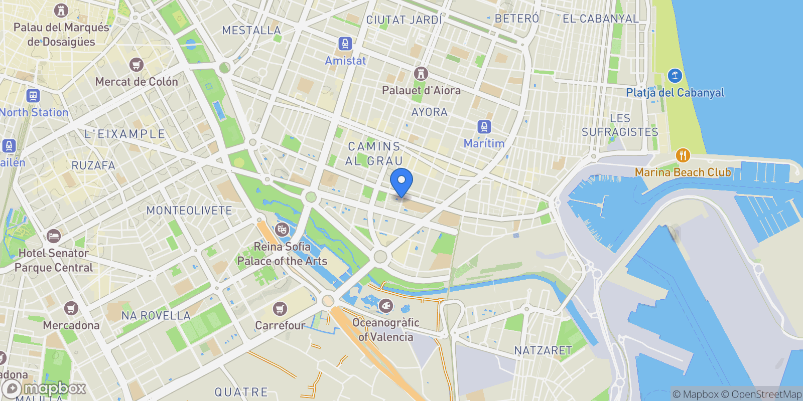 Map showing Penya-Roja, Valencia, VALENCIA, Valencia, Camins al Grau, Valencia, Spain.