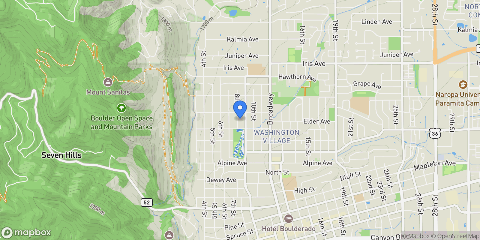 Map showing 3056 8th Street, Boulder, Colorado, United States.