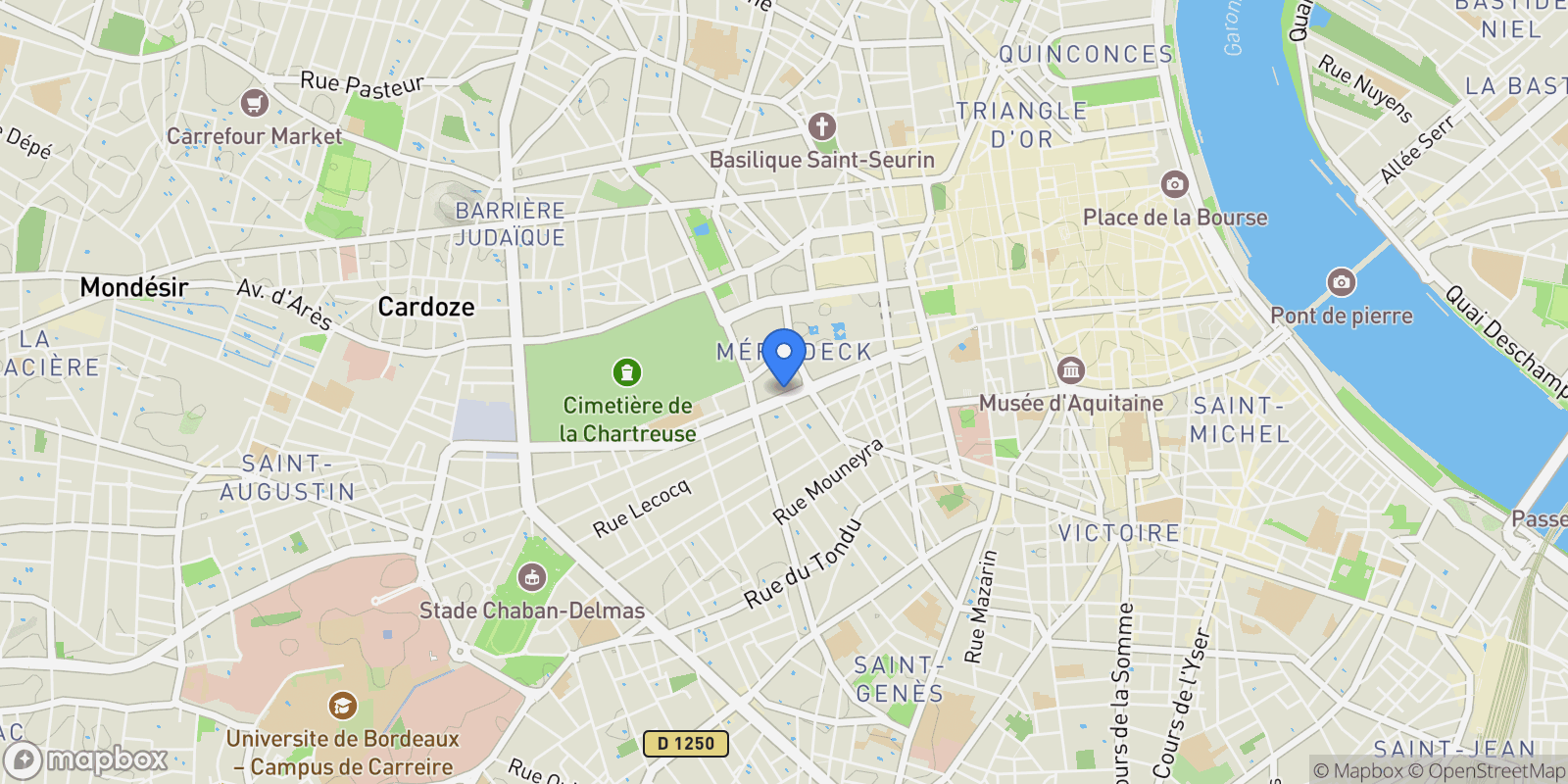 Map showing Bordeaux, Bordeaux, Bordeaux, Nouvelle-Aquitaine, France.
