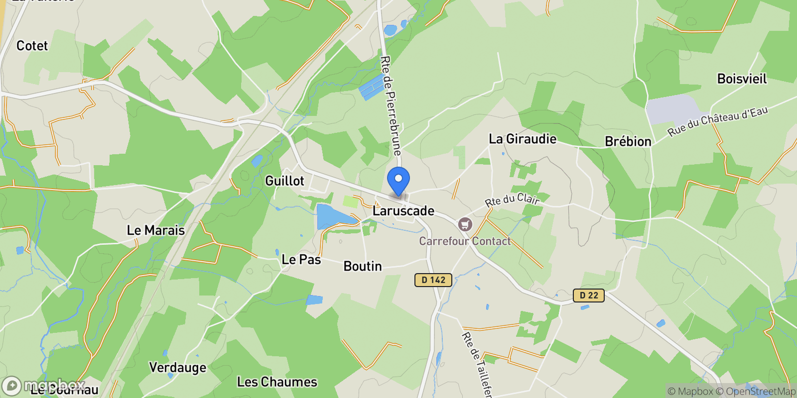 Map showing LARUSCADE, LARUSCADE, Laruscade, Nouvelle-Aquitaine, France.