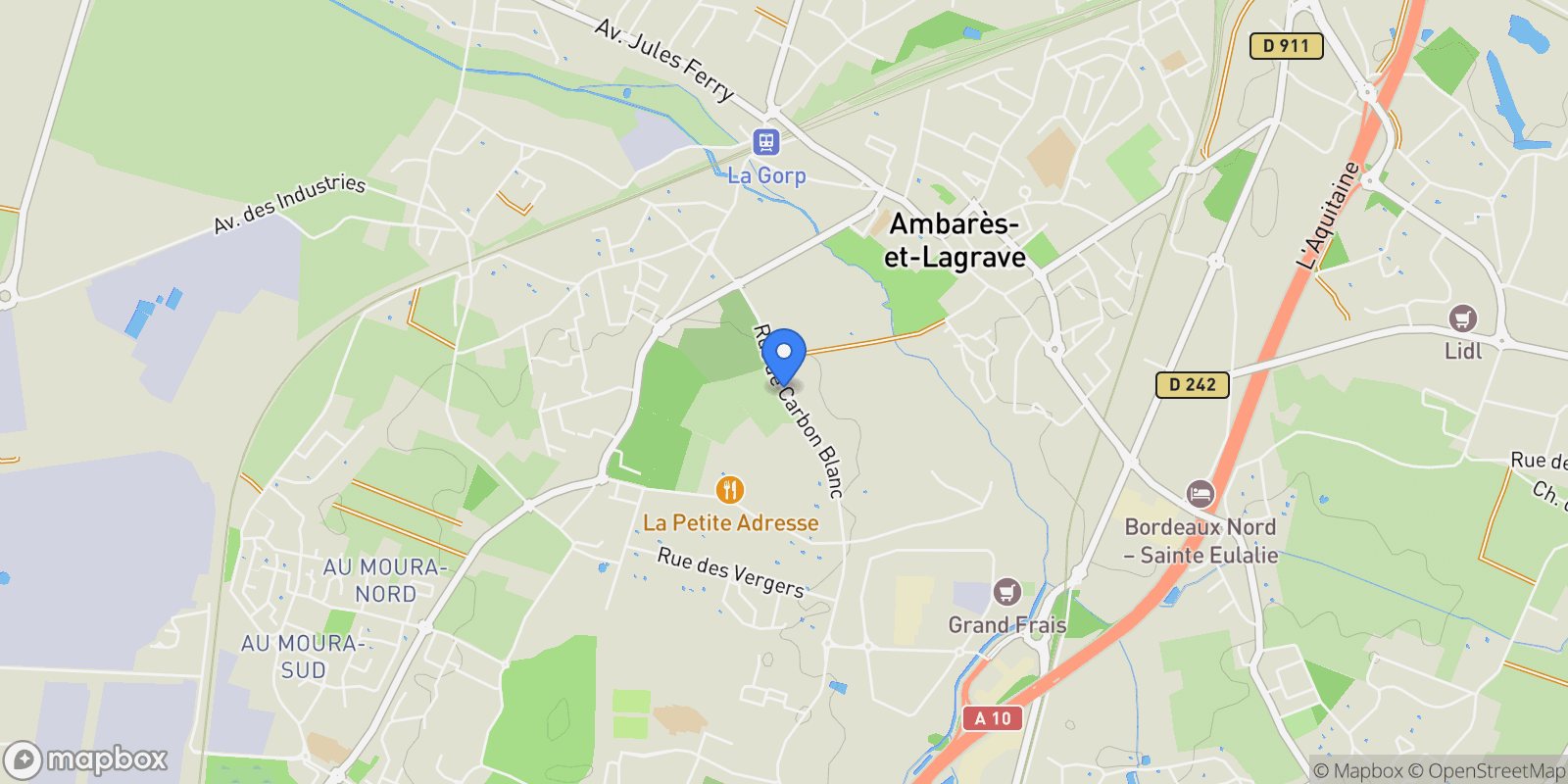 Map showing Carbon-Blanc, Carbon-Blanc, Ambarès-et-Lagrave, Nouvelle-Aquitaine, France.