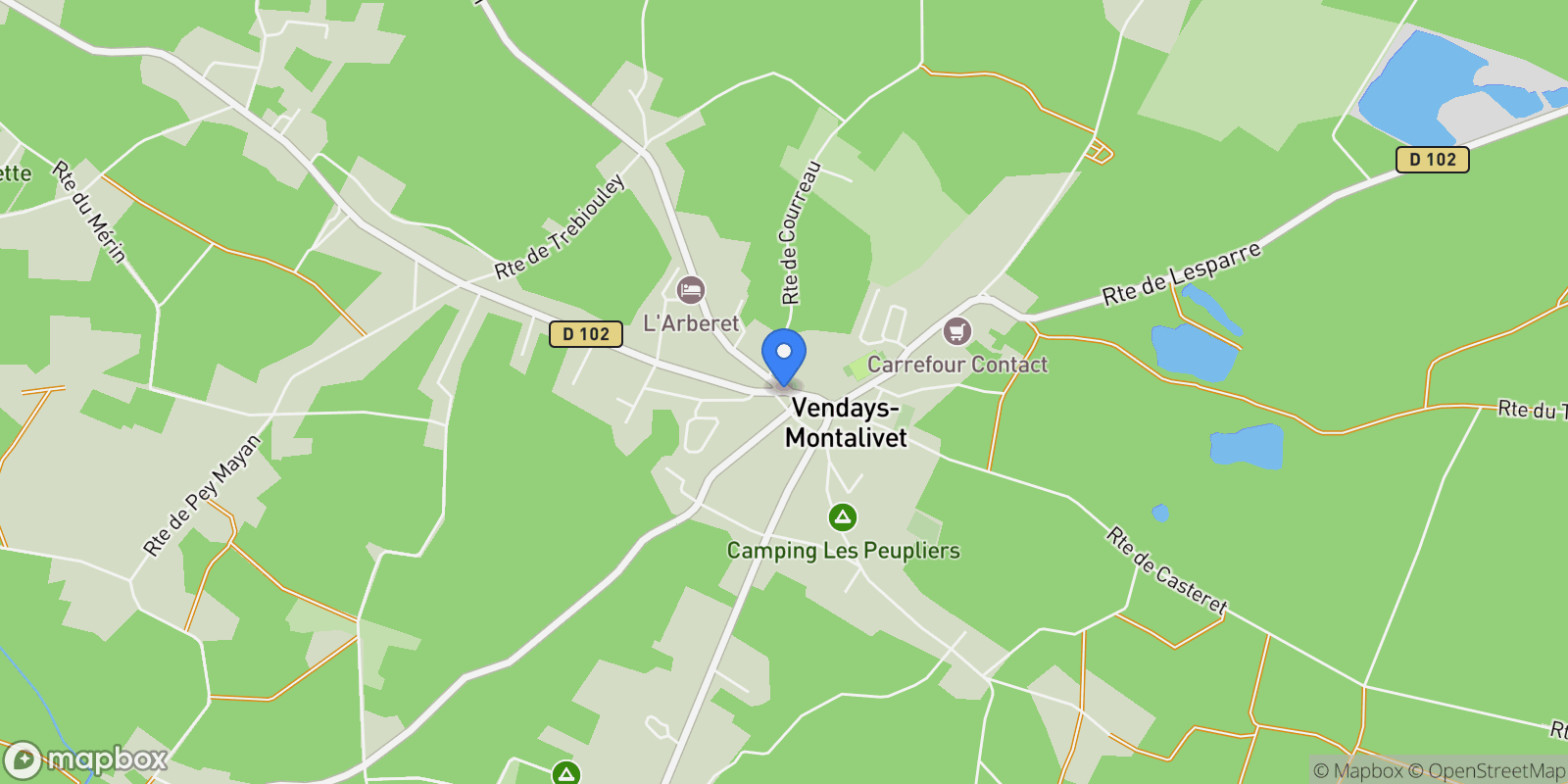 Map showing Vendays-Montalivet, Vendays-Montalivet, Vendays-Montalivet, Nouvelle-Aquitaine, France.