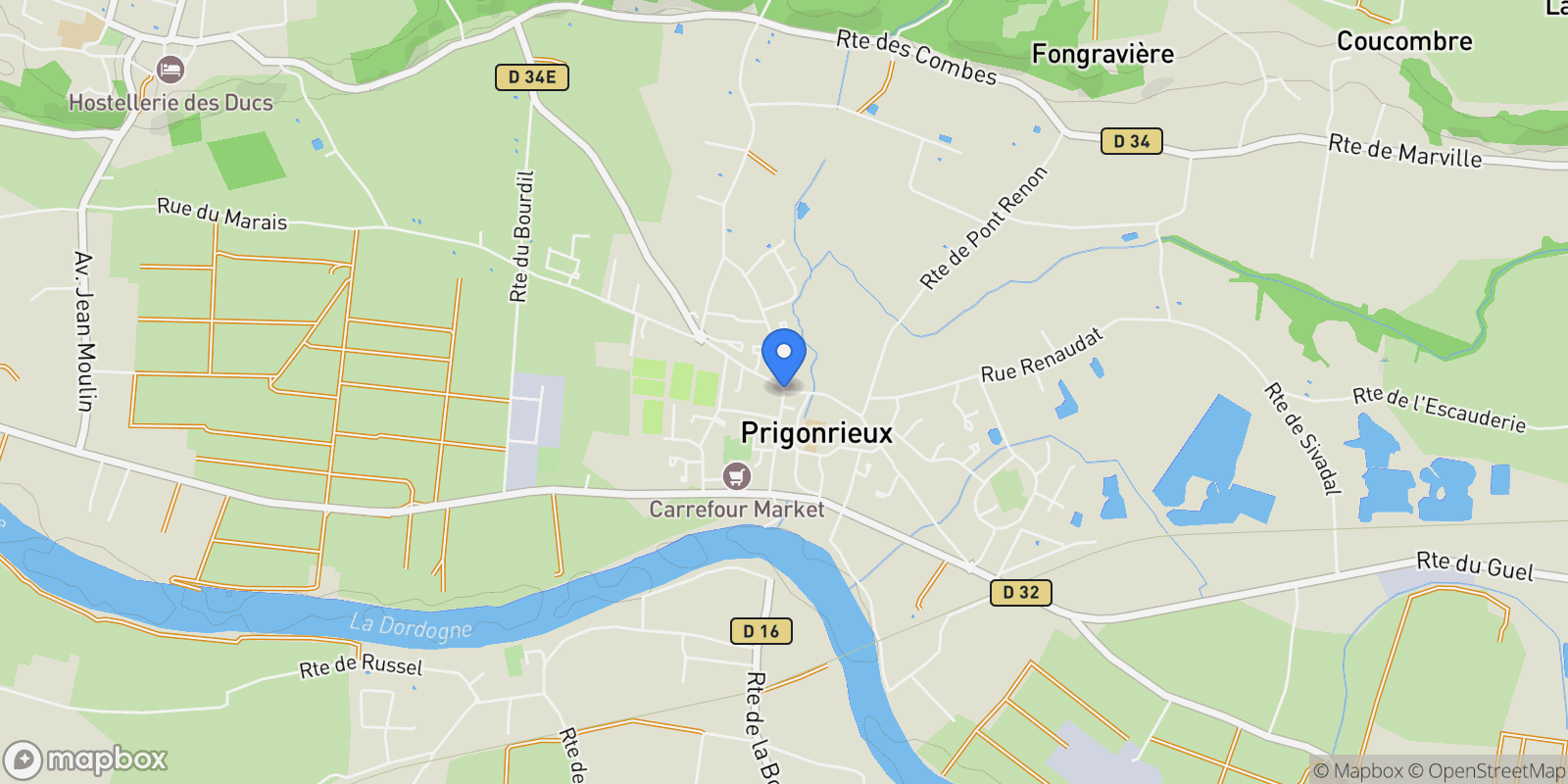 Map showing PRIGONRIEUX, PRIGONRIEUX, Prigonrieux, Nouvelle-Aquitaine, France.