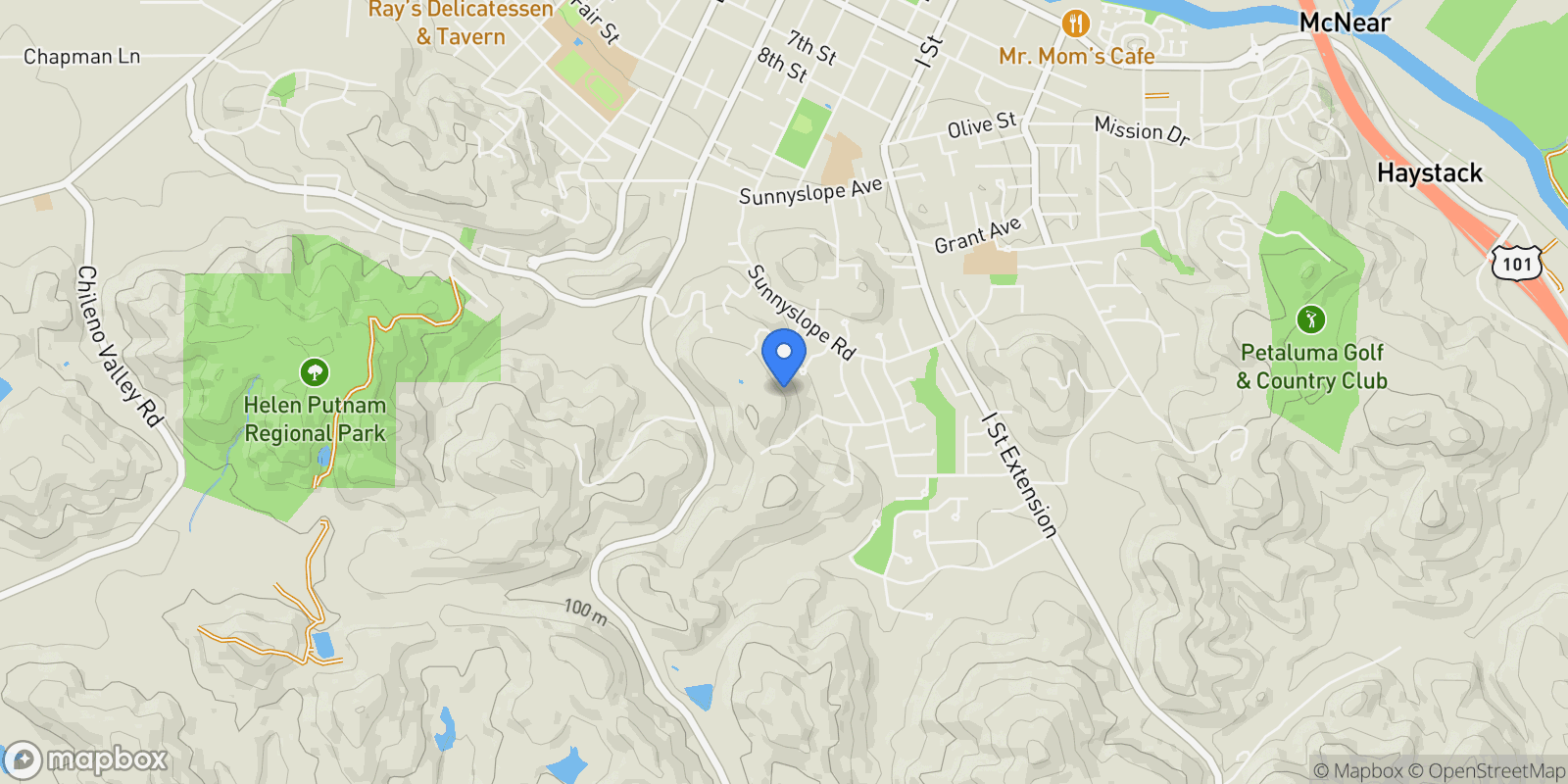 Map showing 22 Oak Knoll Court, Petaluma, CA, 94952, USA, Petaluma, California, United States.
