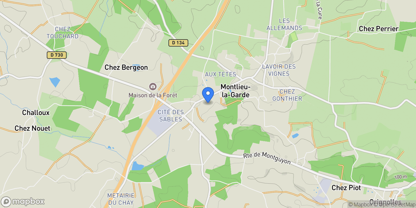 Map showing Montlieu-la-Garde, Montlieu-la-Garde, Montlieu-la-Garde, Nouvelle-Aquitaine, France.