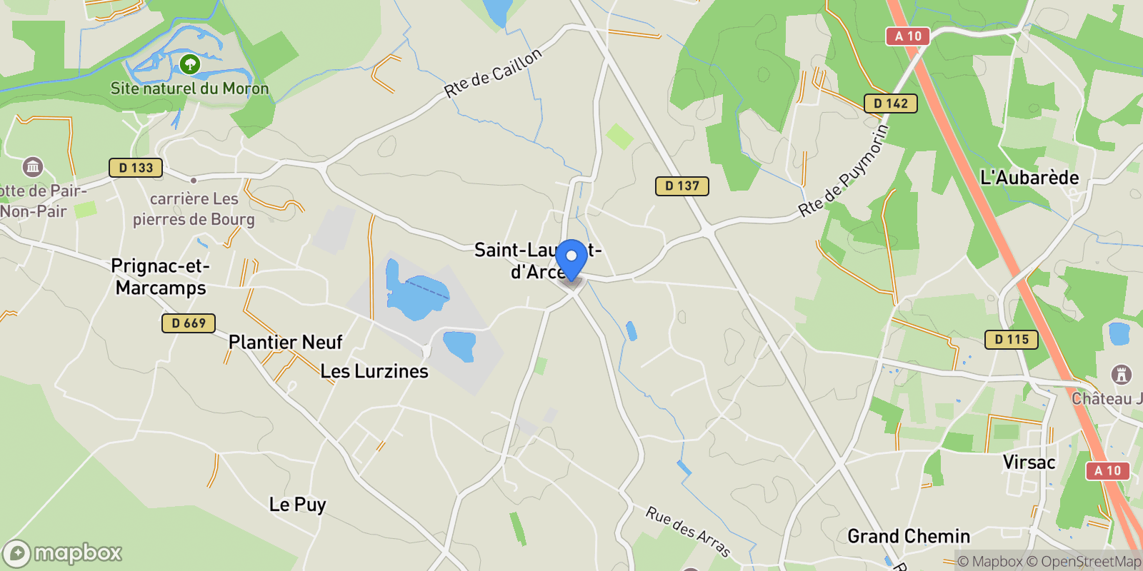 Map showing Saint-Laurent-d'Arce, Saint-Laurent-d'Arce, Saint-Laurent-d'Arce, Nouvelle-Aquitaine, France.