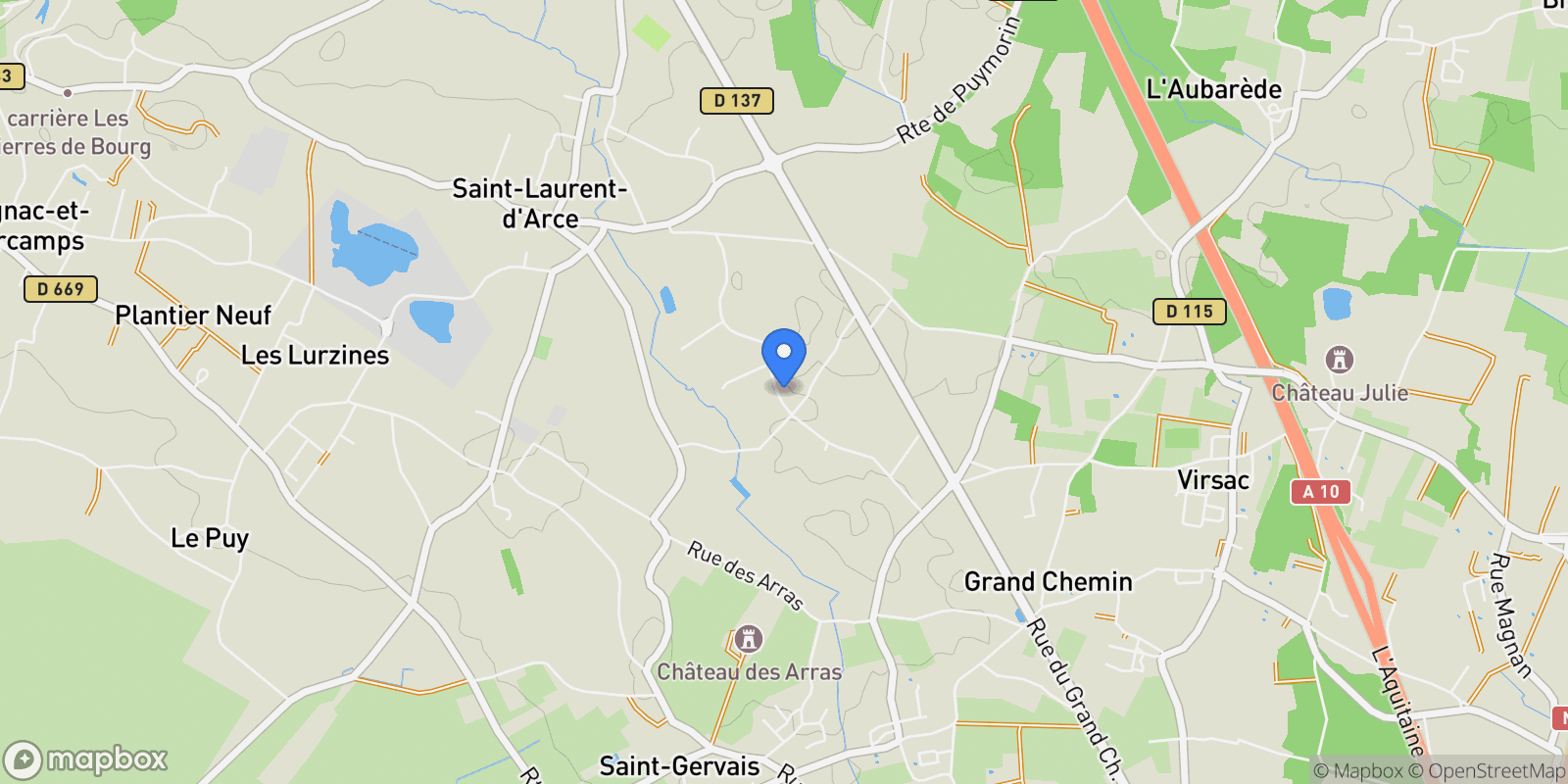 Map showing Saint-Laurent-d'Arce, Saint-Laurent-d'Arce, Saint-Laurent-d'Arce, Nouvelle-Aquitaine, France.