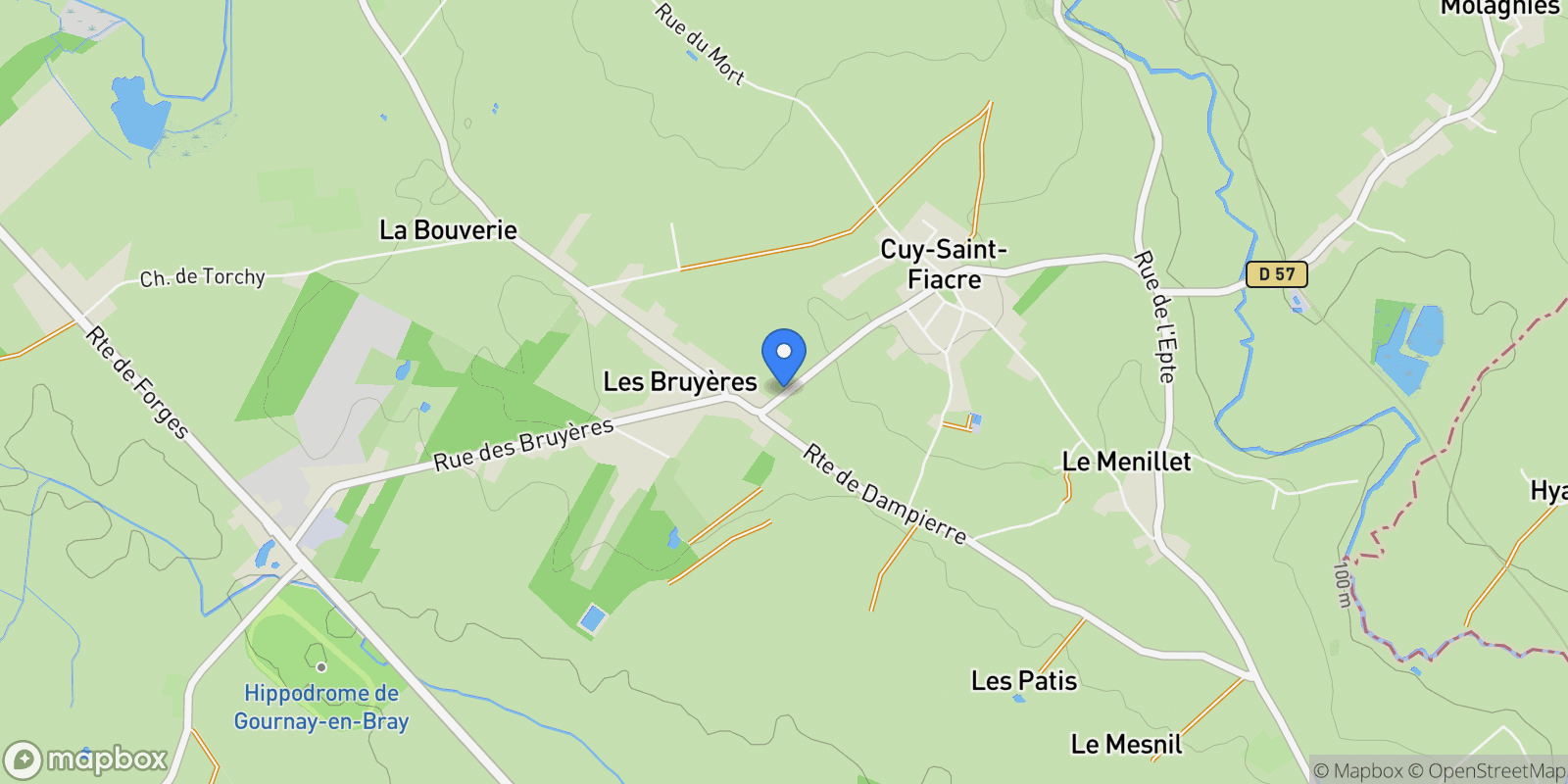 Map showing Cuy-Saint-Fiacre, Normandy, France.