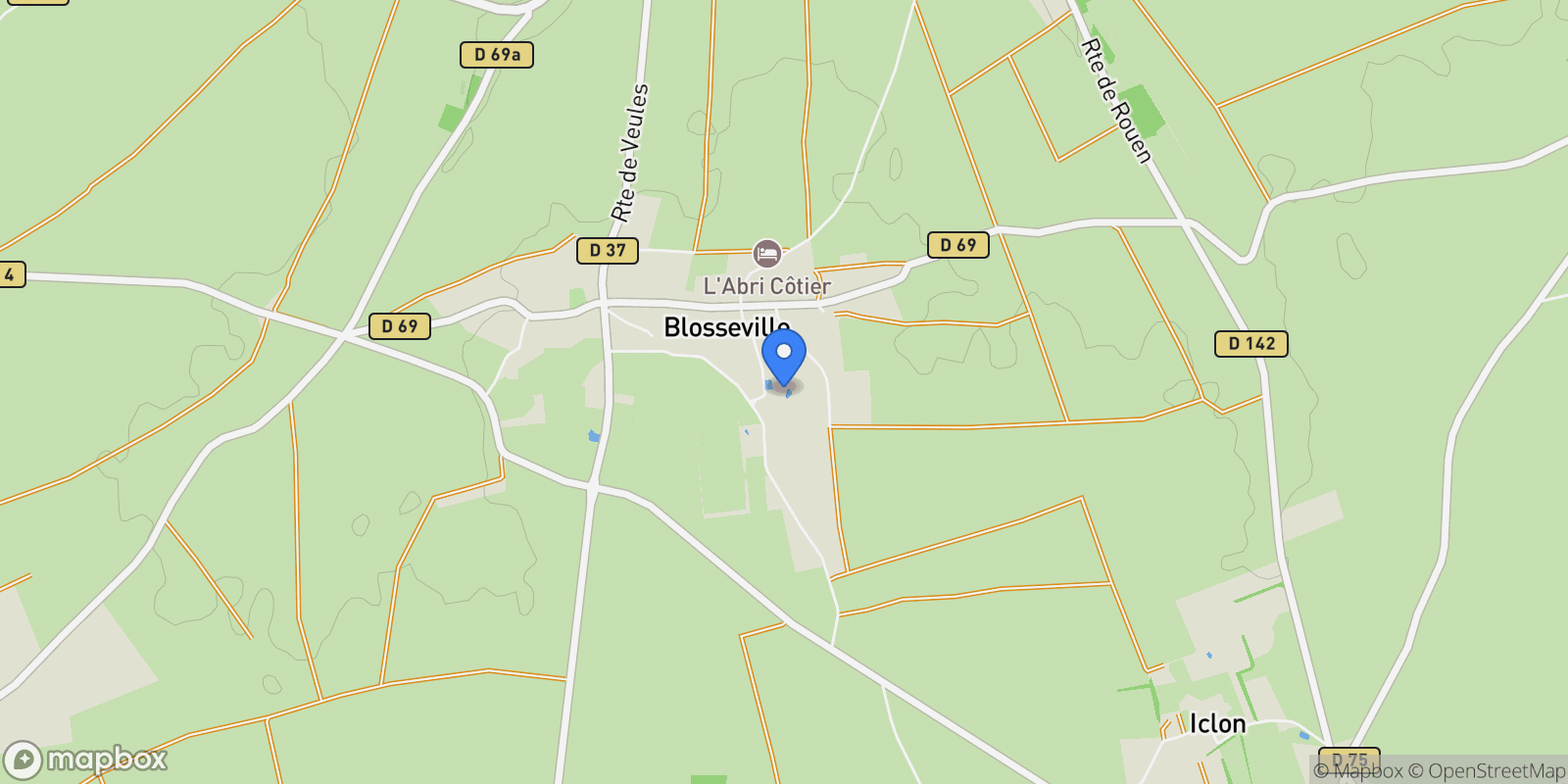 Map showing Blosseville, Normandy, France.