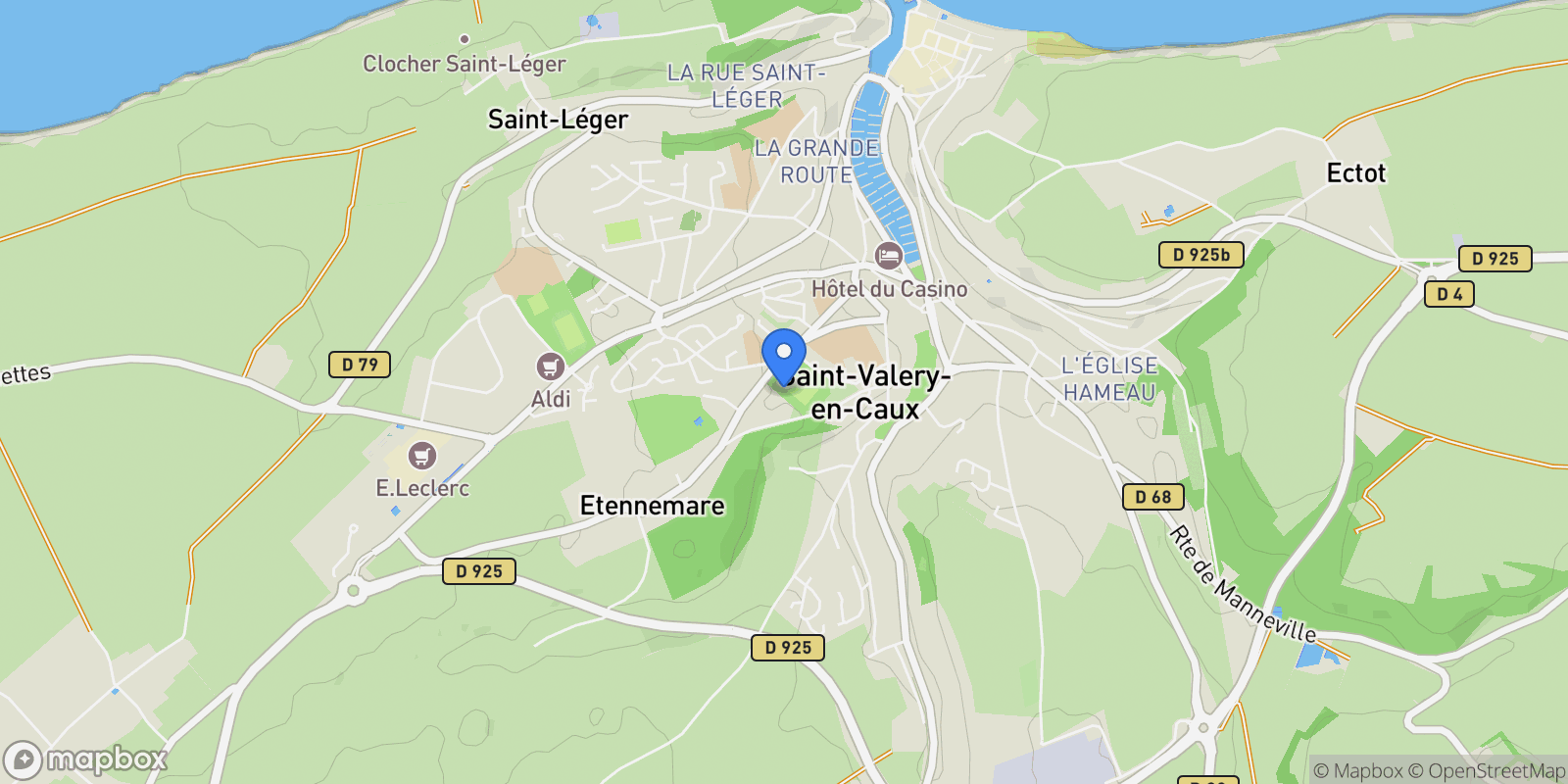 Map showing Saint-Valery-en-Caux, Normandy, France.