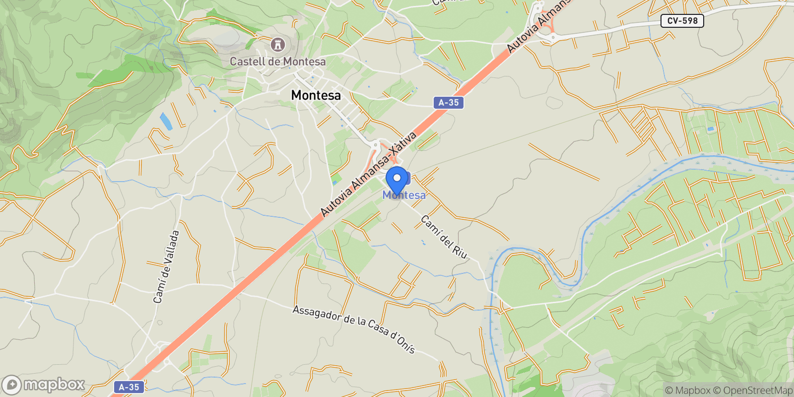 Map showing MONTESA, Montesa, VALENCIA, Montesa, Montesa, Valencian Community, Spain.