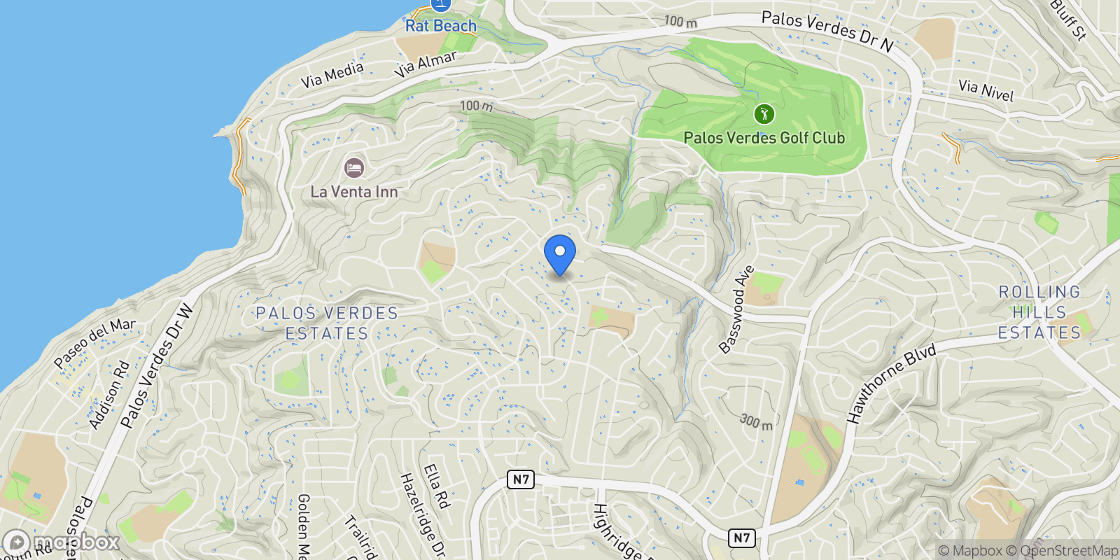 Map showing 1133 Granvia Altamira, Rolling Hills Estates, California, United States.