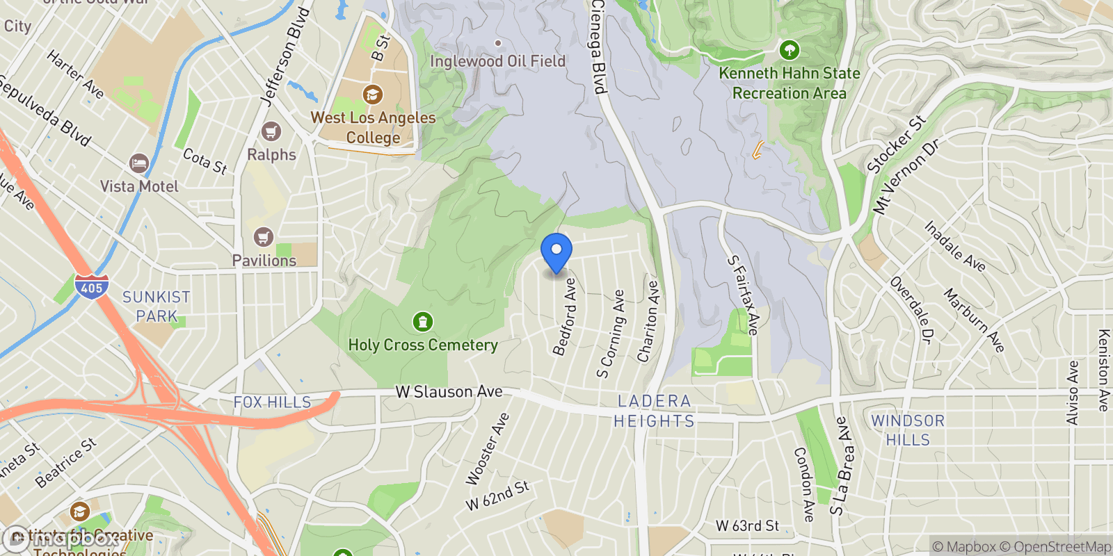 Map showing 5212 Reynier Avenue, Los Angeles, California, United States.