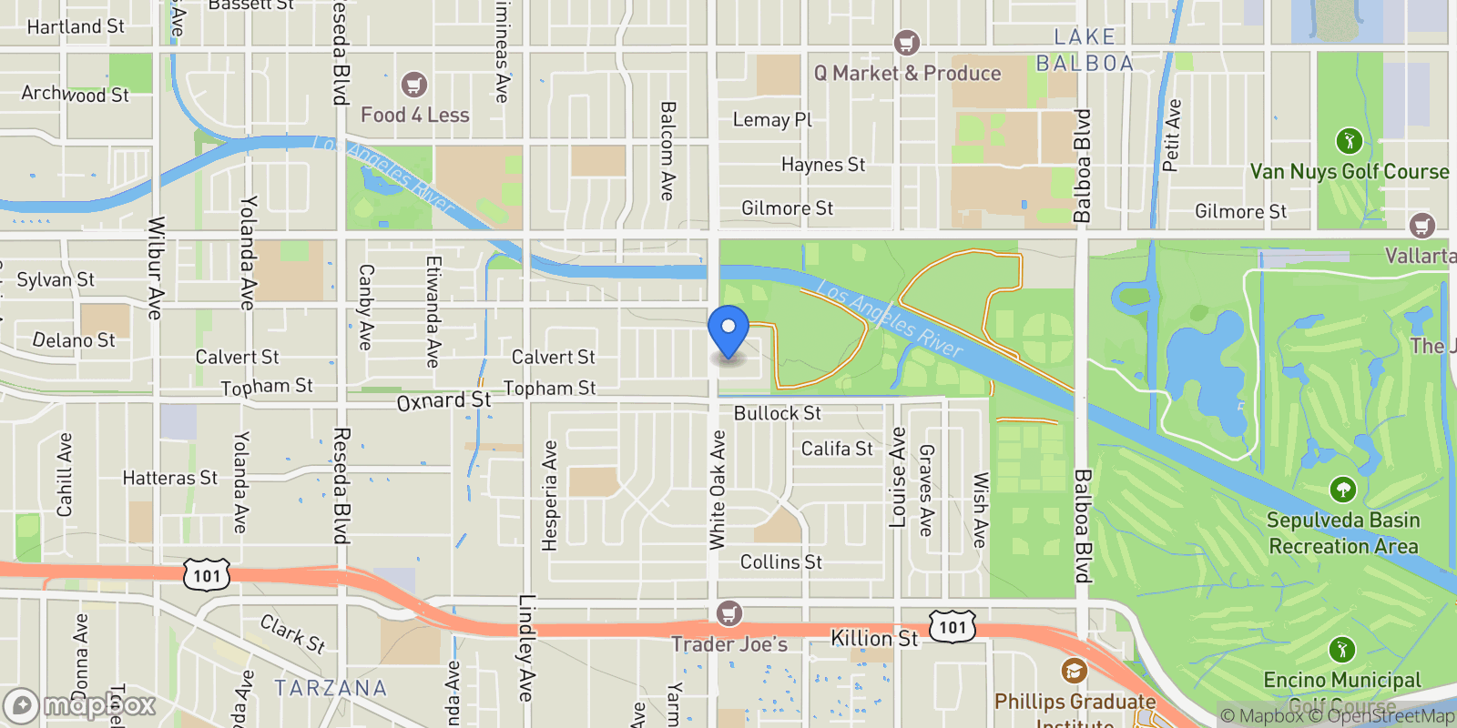 Map showing 17642 Calvert Street, Los Angeles, California, United States.