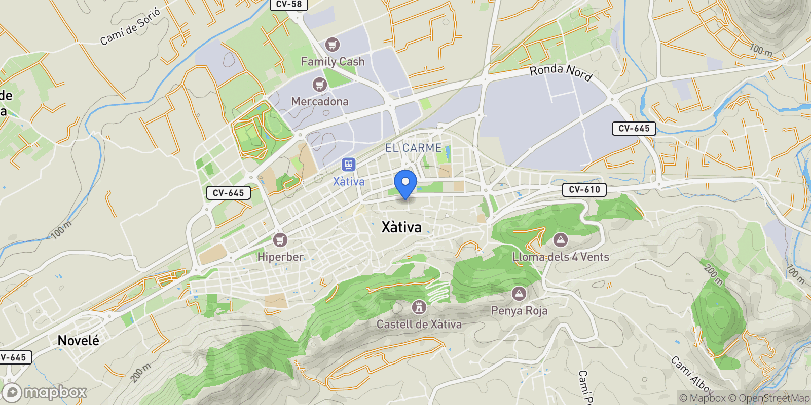 Map showing ZONA CENTRO, Xativa, VALENCIA, Xativa, Xativa, Valencian Community, Spain.