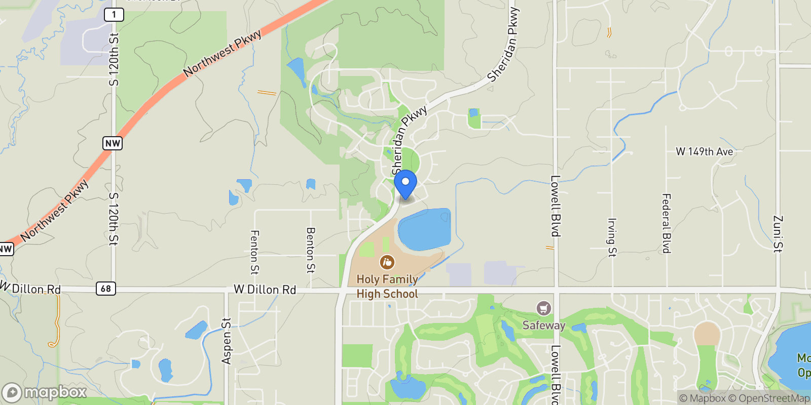 Map showing 4475 Eagle River Run, Broomfield, Colorado, United States.