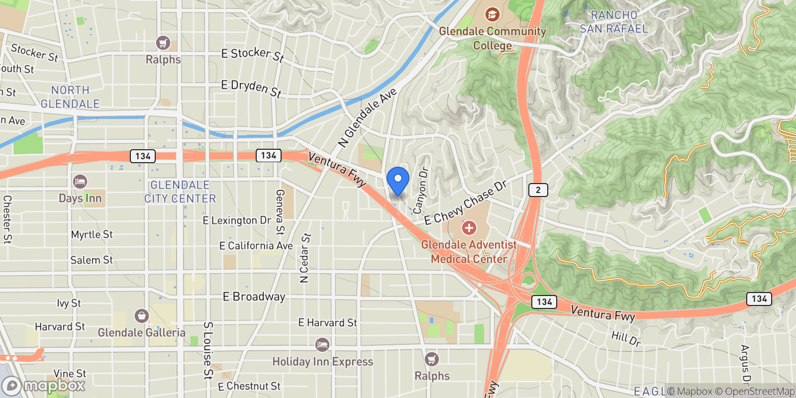 Map showing 515 La Loma Rd, Glendale, California, United States.