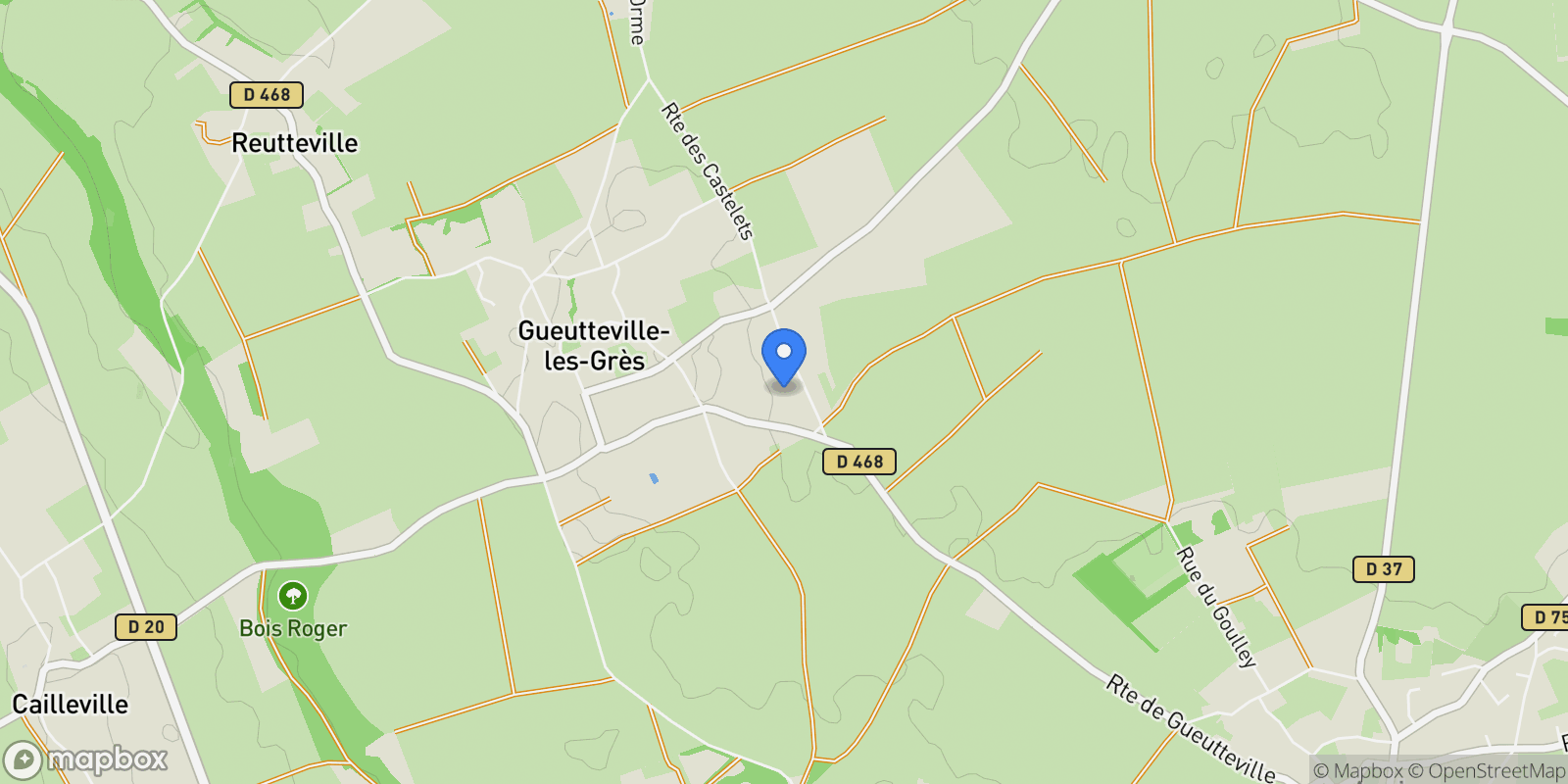 Map showing Gueutteville-les-Grès, Normandy, France.