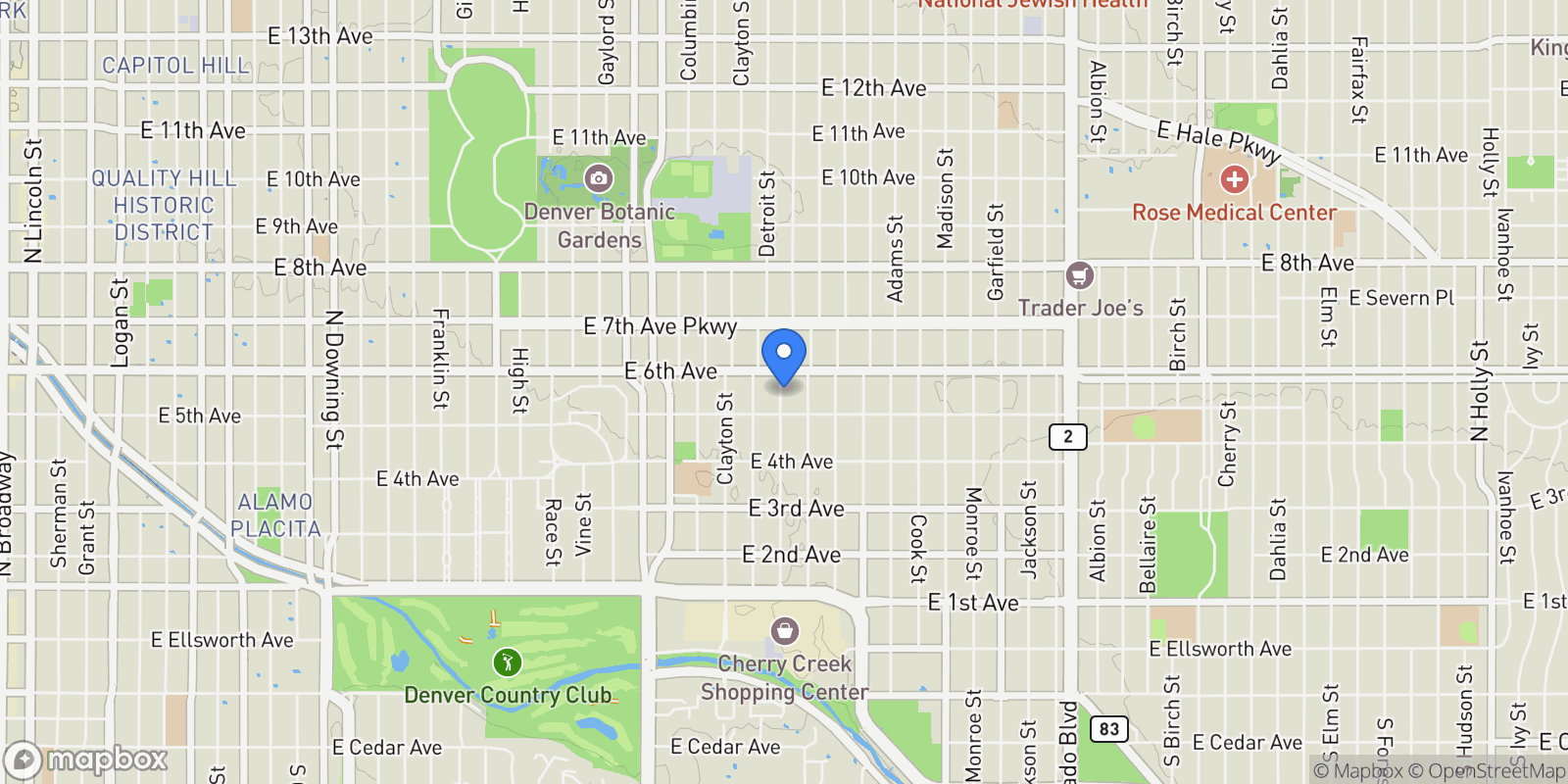 Map showing 550 Fillmore Street, Denver, Colorado, United States.