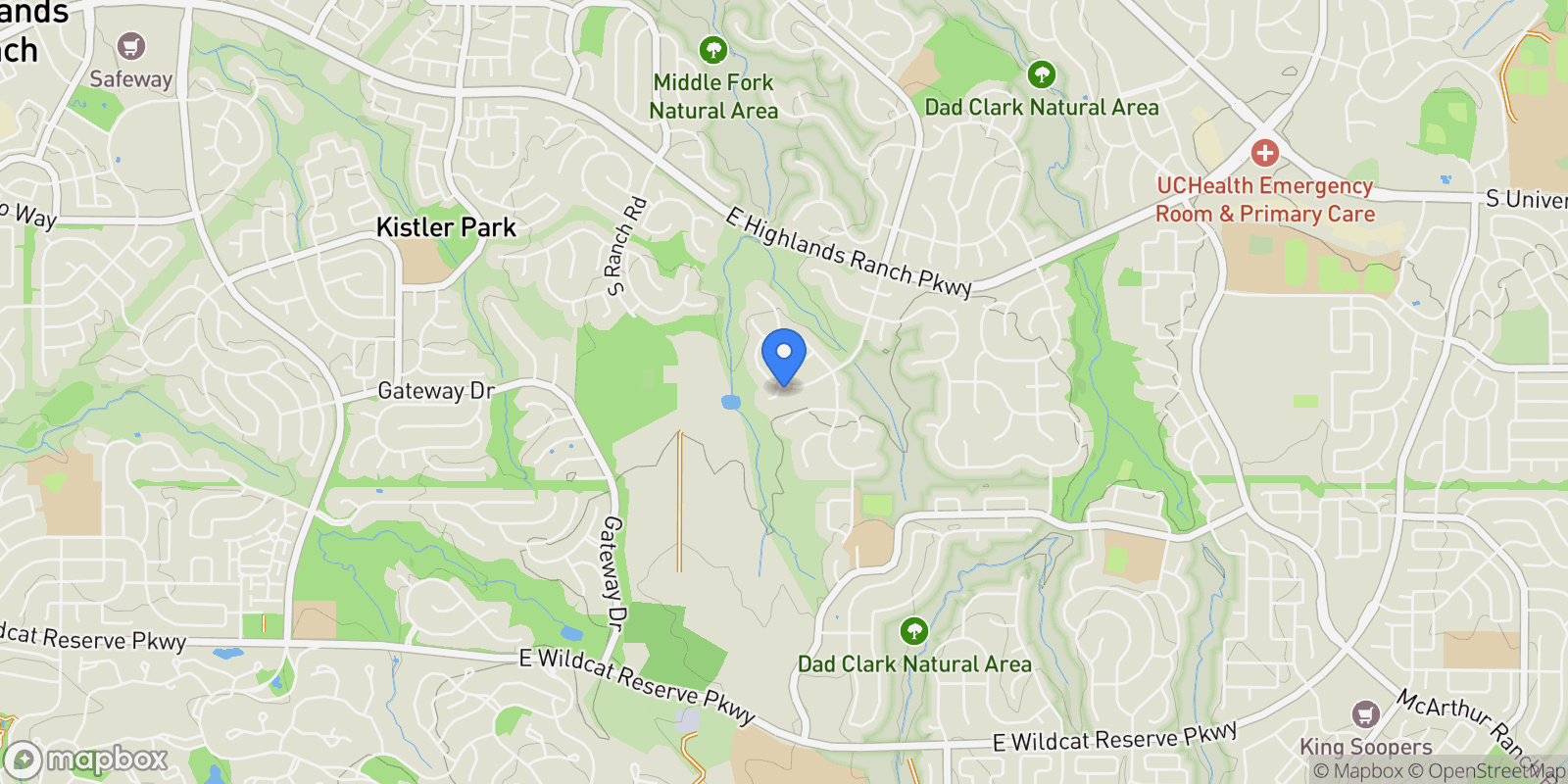 Map showing 9910 Ashleigh Way, Highlands Ranch, Colorado, United States.