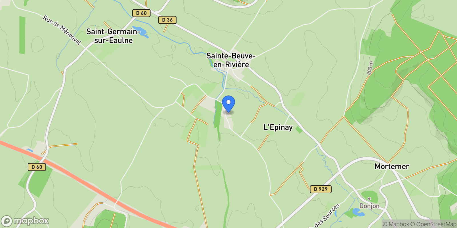 Map showing Sainte-Beuve-en-Rivière, Normandy, France.