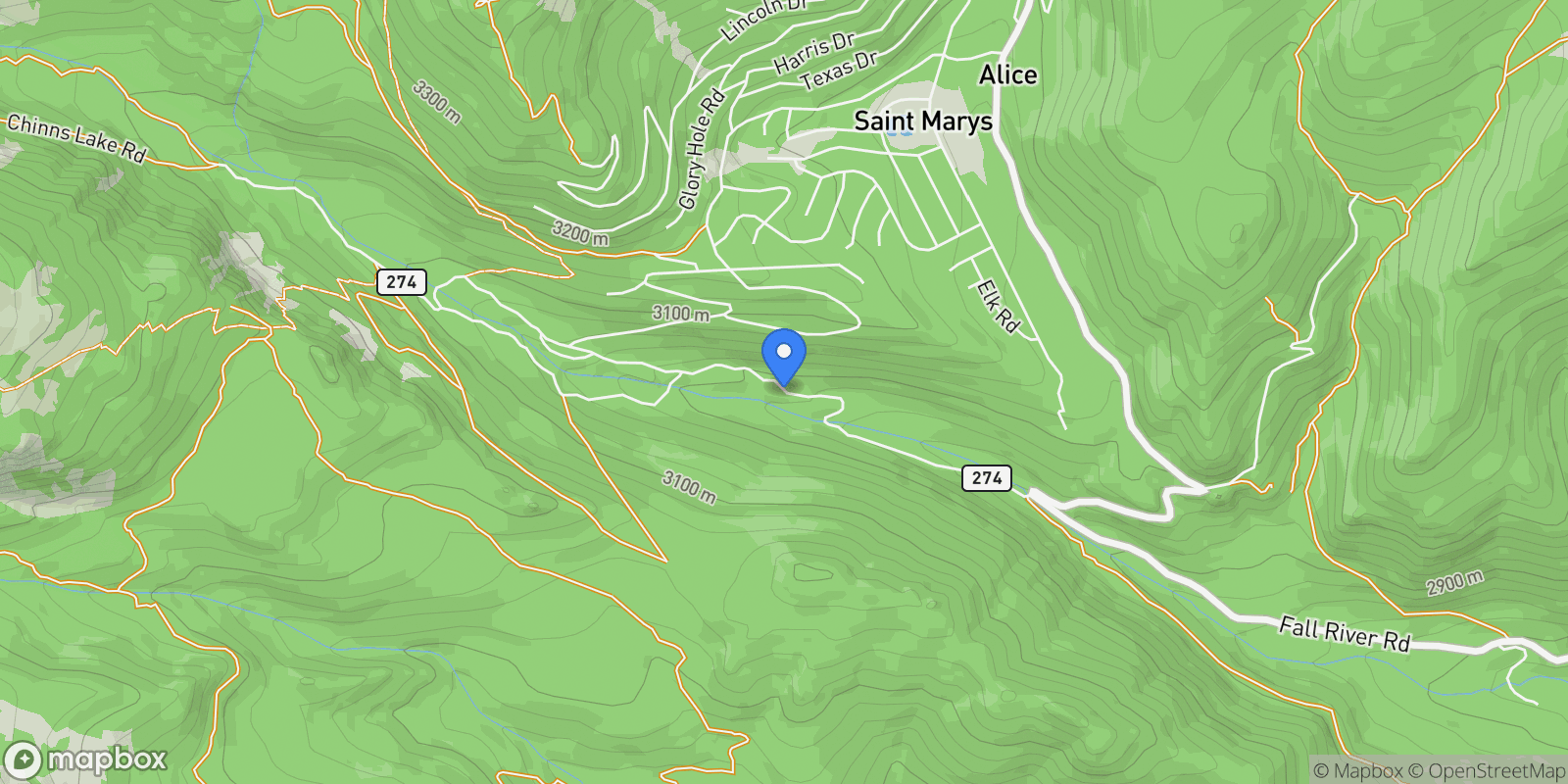 Map showing 733 Rainbow Road, Idaho Springs, Colorado, United States.