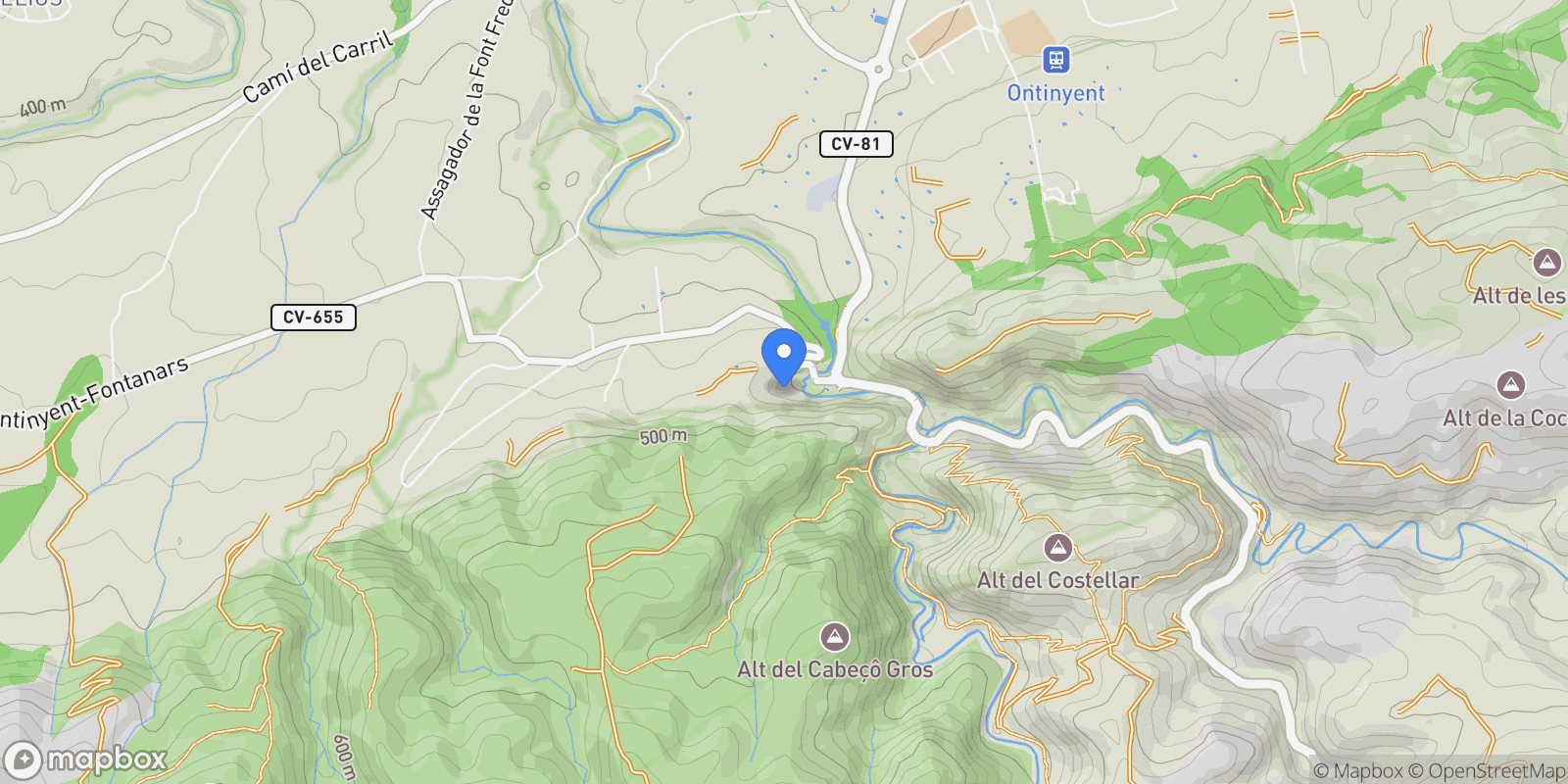 Map showing Pou clar, Ontinyent, VALENCIA, Ontinyent, Ontinyent, Valencian Community, Spain.