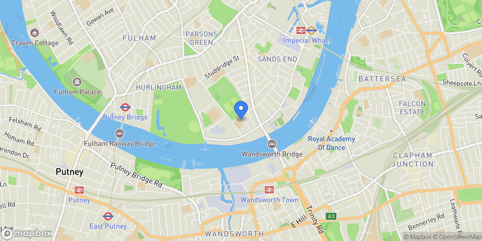 Map showing Fulham High Street, London, SW6, London, England, United Kingdom.