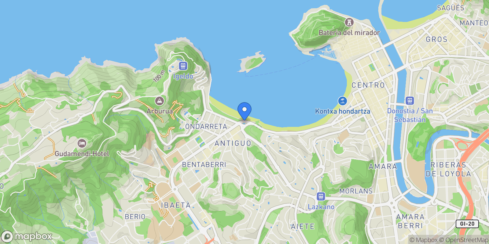 Map showing Mendebaldea, Donostia-San Sebastian, Spain.
