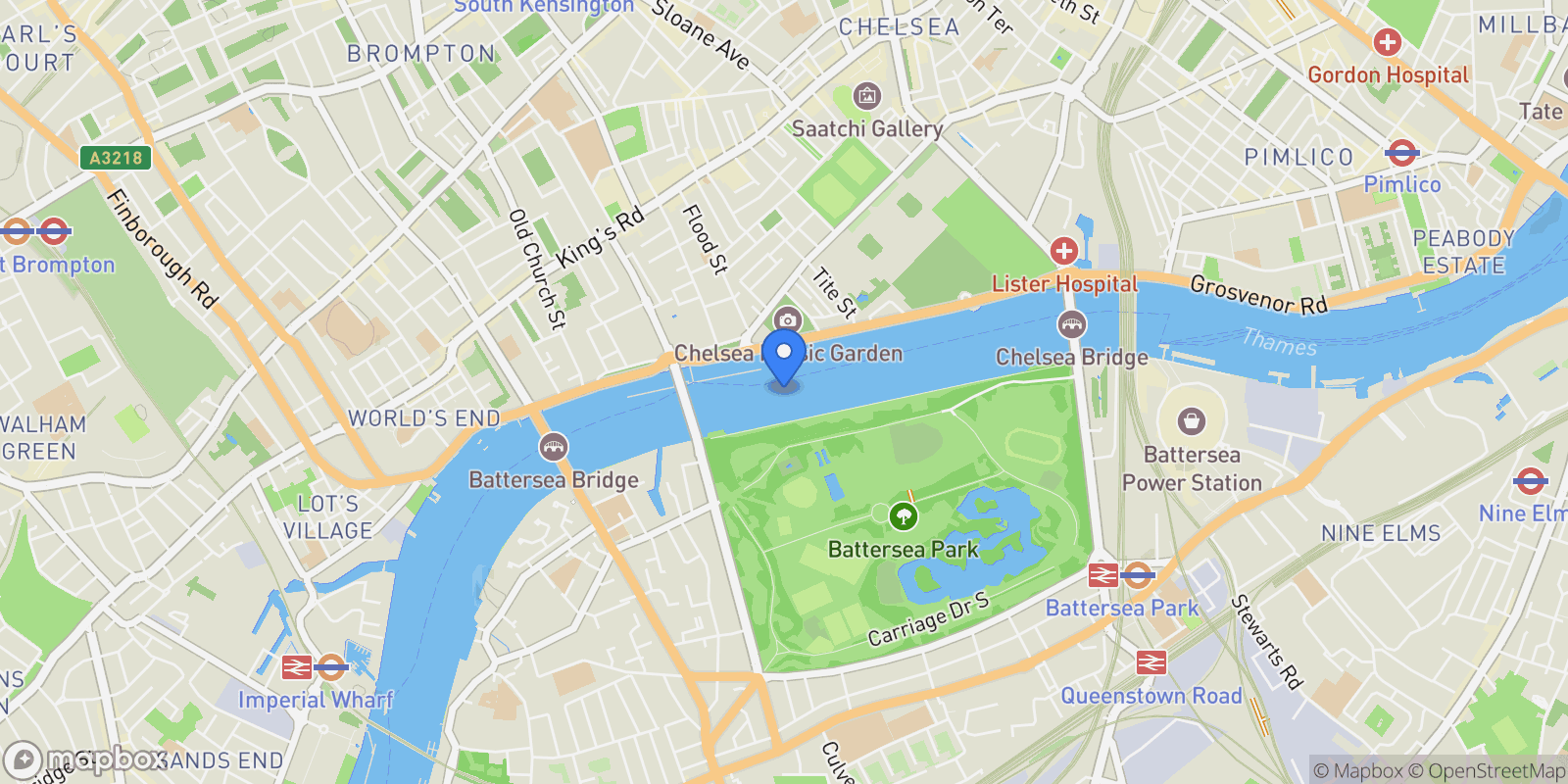 Map showing Cadogan Pier, London, SW3, London, England, United Kingdom.