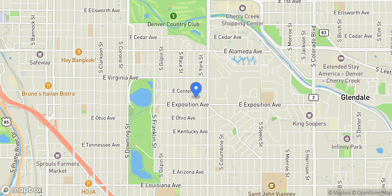 Map showing 648 S Gaylord Street, Denver, Colorado, United States.