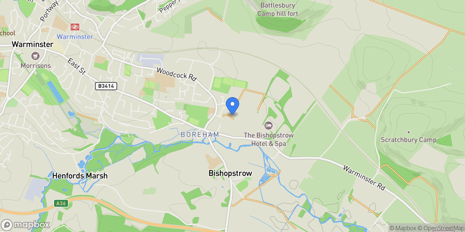 Map showing Grange Lane, Warminster, Wiltshire, Warminster, England, United Kingdom.