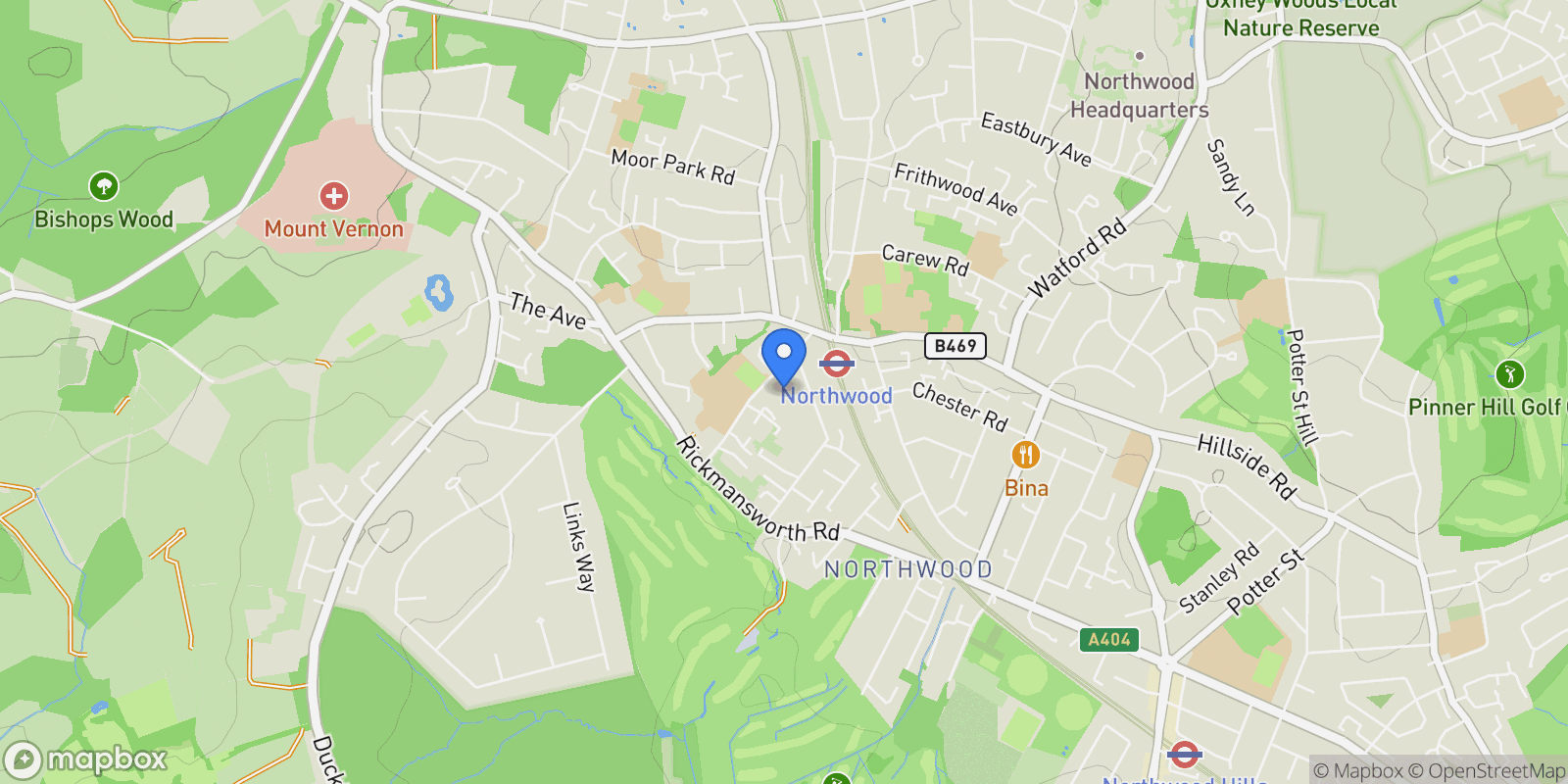Map showing Temple Gardens, Northwood, England, United Kingdom.