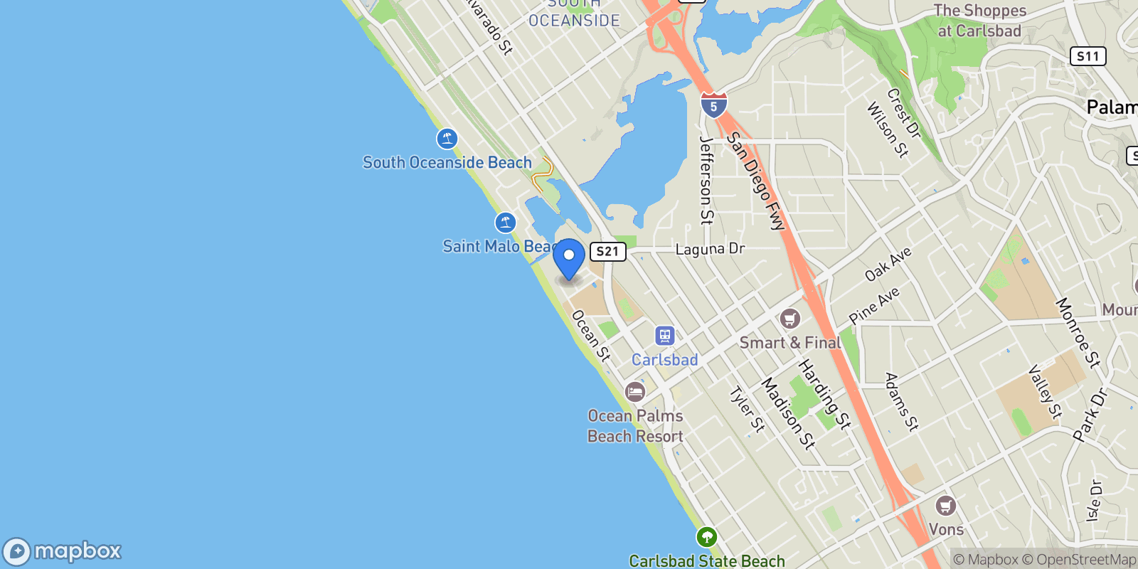 Map showing 2465 Garfield Street, Carlsbad, California, United States.