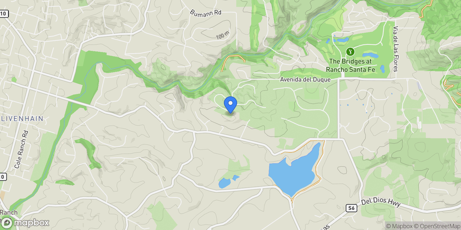 Map showing 18102 Via Ascenso, Rancho Santa Fe, California, United States.