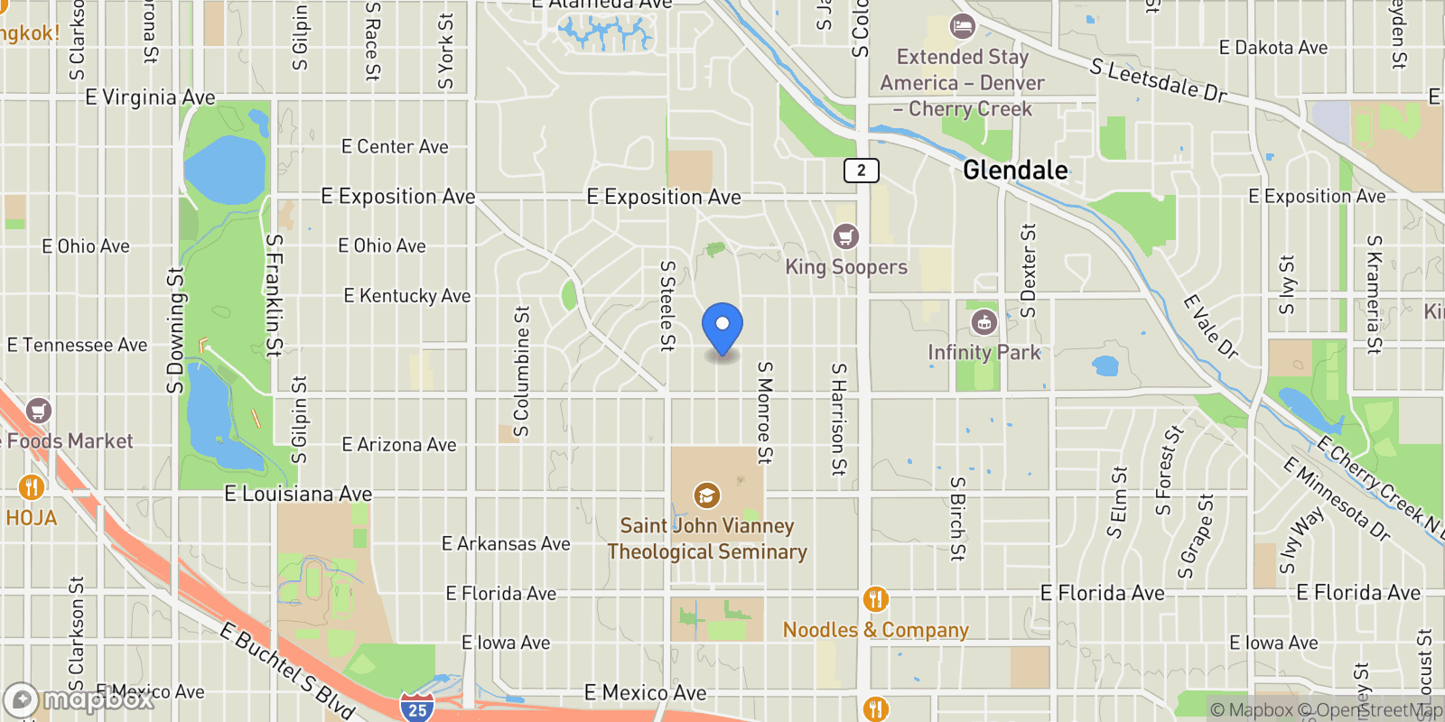 Map showing 1026 S Cook Street, Denver, Colorado, United States.
