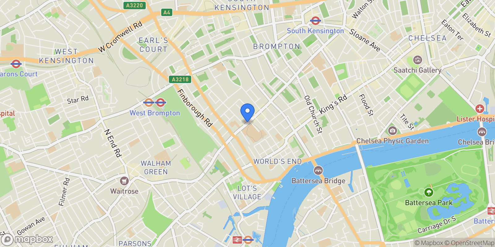 Map showing Fulham Road, London, SW10, London, England, United Kingdom.