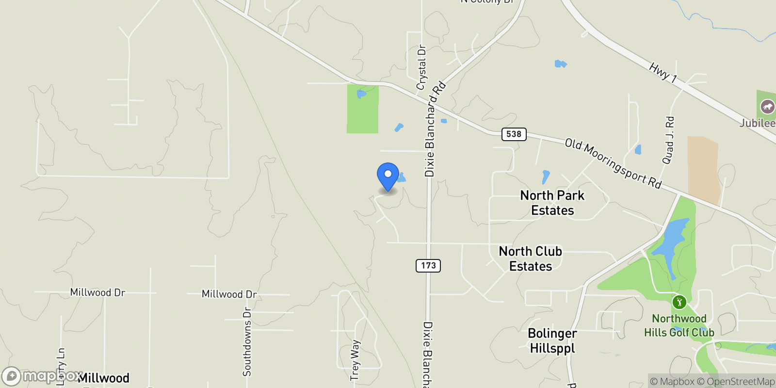 Map showing 5115 Oaklawn Park Drive, Shreveport, Louisiana, United States.