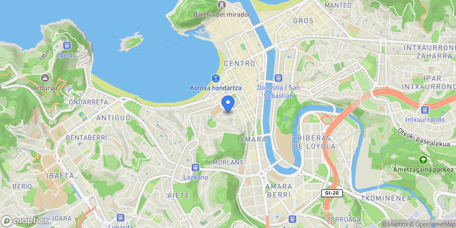 Map showing Amara Kalea, Donostia, Gipuzkoa, Spain, Centro, Donostia-San Sebastian, Spain.