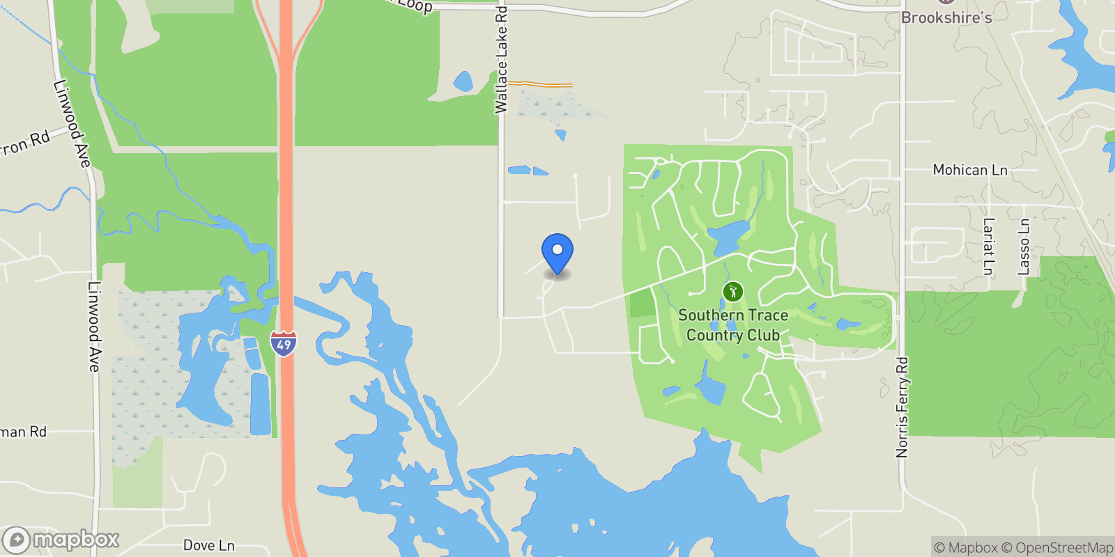 Map showing 10946 Whispering Path Drive, Shreveport, Louisiana, United States.