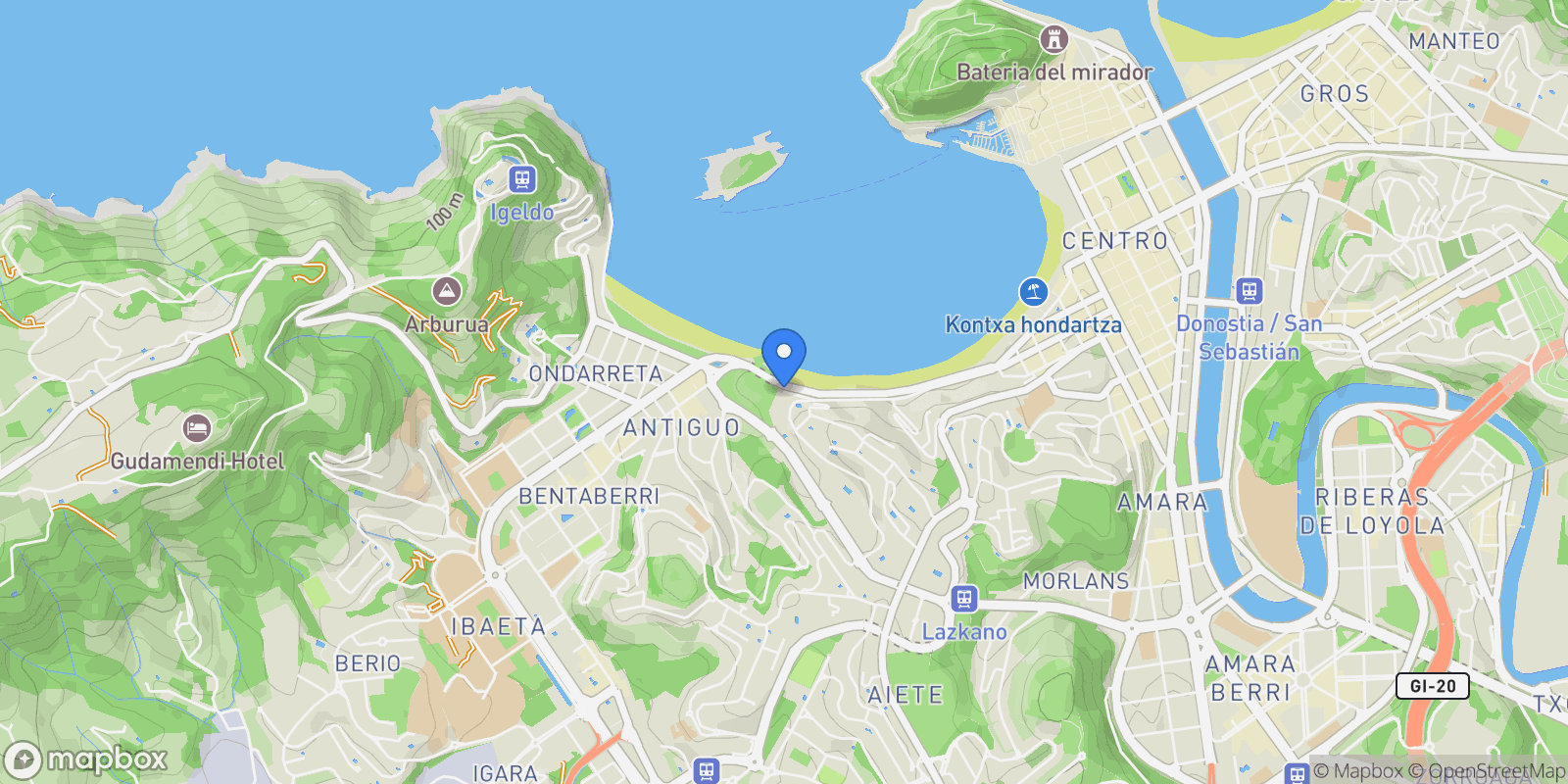 Map showing De Miraconcha Ibilbidea, 45,46,47, 20007 San Sebastián, Guipúzcoa, Spain, Mendebaldea, Donostia-San Sebastian, Spain.