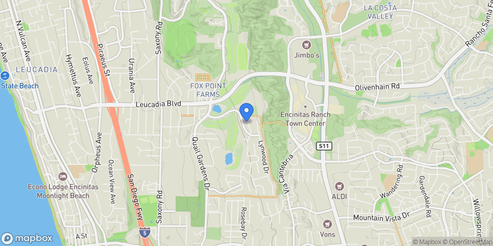 Map showing 836 Jensen Ct, Encinitas, California, United States.