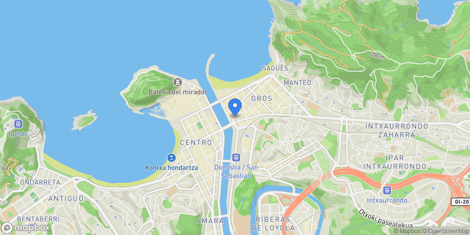 Map showing Kolon Pasealekua, 8, 20002 Donostia, Gipuzkoa, Spain, Ipar-Ekialdea, Donostia-San Sebastian, Spain.