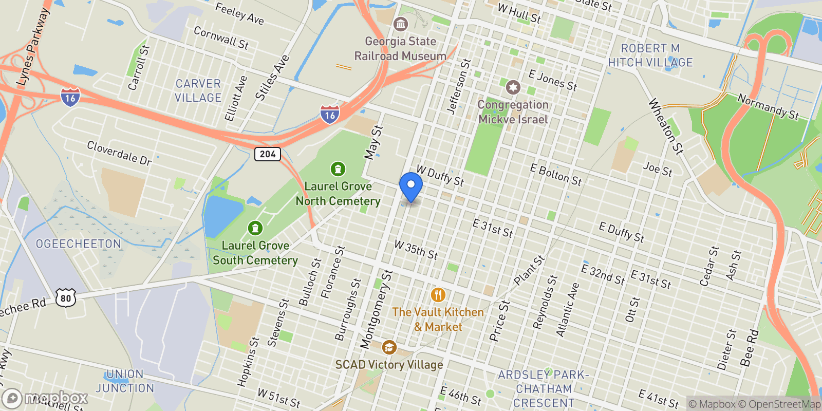 Map showing 321 W 31st Street, Savannah, Georgia, United States.