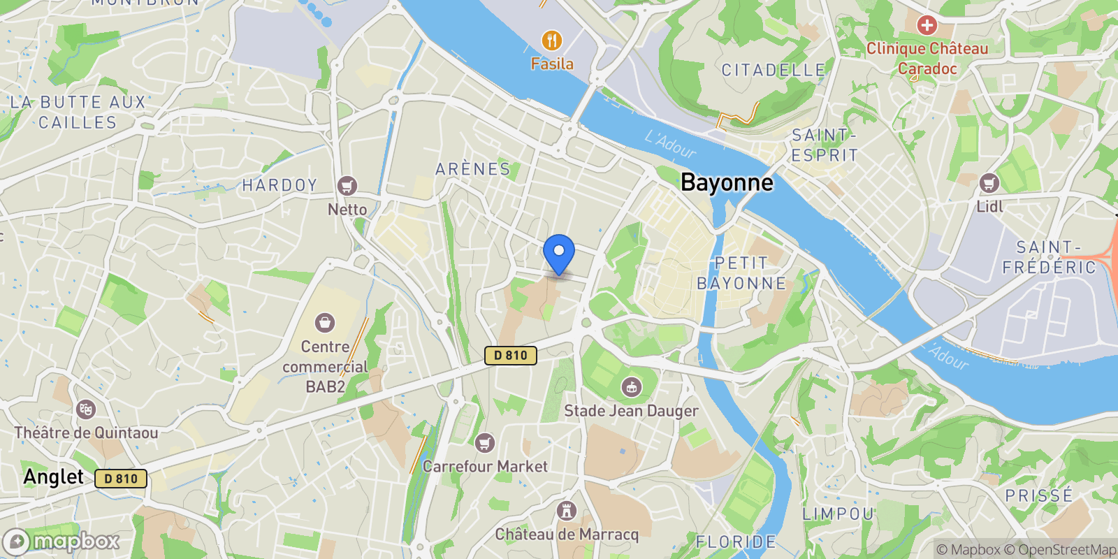 Map showing 13 Av. de Marhum, 64100 Bayonne, France, Bayonne, Nouvelle-Aquitaine, France.